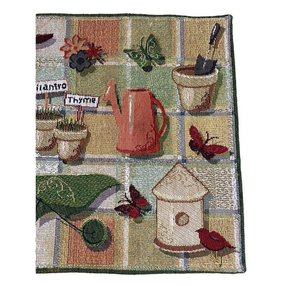 Table Placemats Garden Spring Tapestry Set of 4 Green Gold 12" x 19" - Picture 6 of 9
